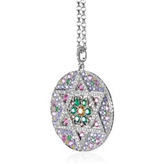 Star of David Prayer 18K white gold medallion