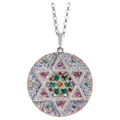 Star of David Prayer 18K white gold medallion