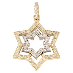 Pendentif bicolore étoile de David avec diamants