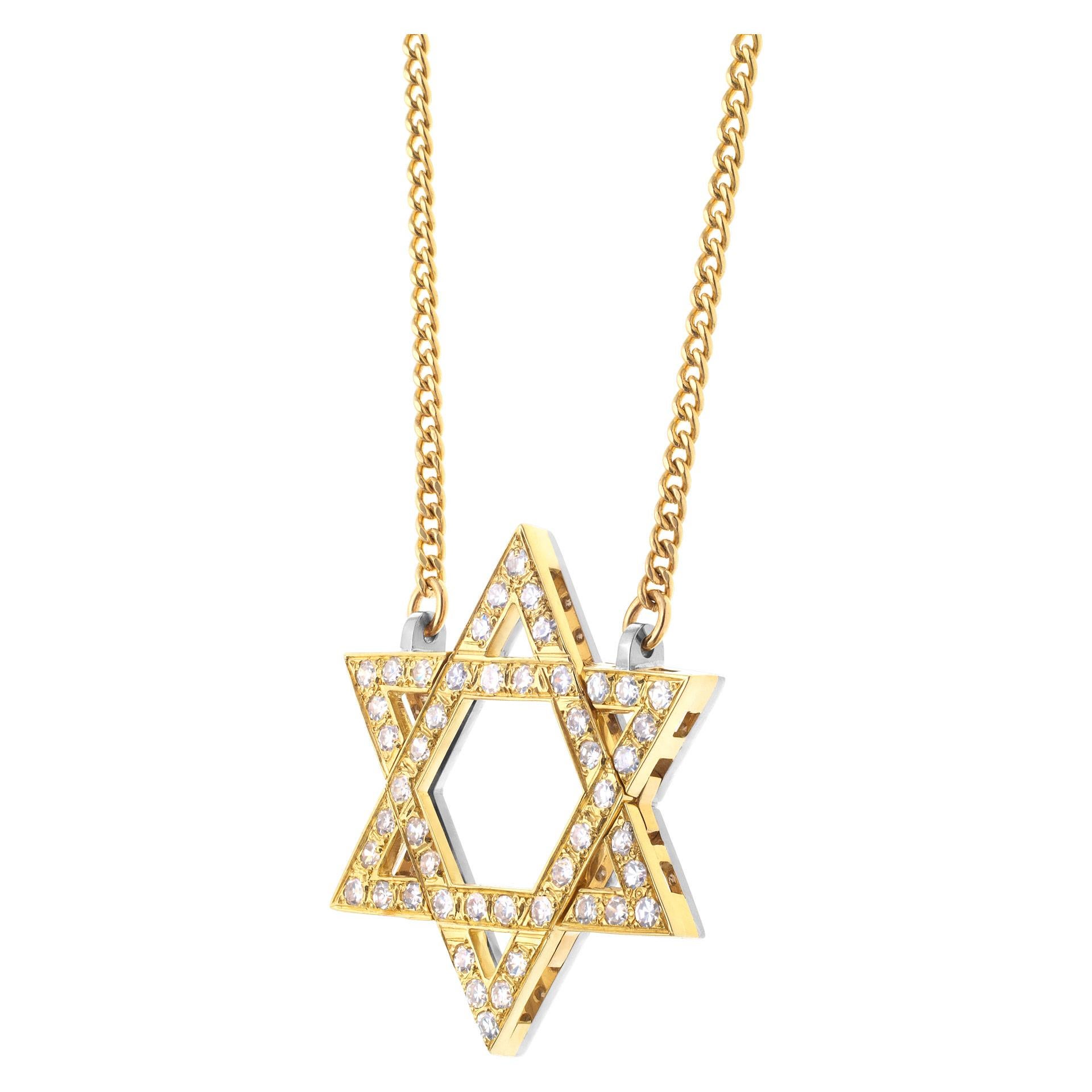 Star of David with Pave 0.75 Carat of Diamonds in 18k Yellow Gold In Excellent Condition For Sale In Surfside, FL