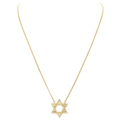 Étoile de David avec pavé de diamants 0,75 carat en or jaune 18 carats