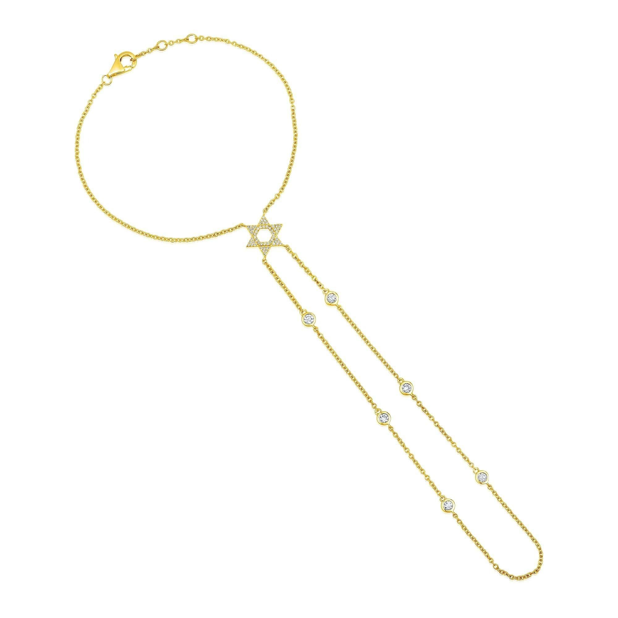 Chaîne à main en or jaune 14K avec diamants Étoile d'Elegance