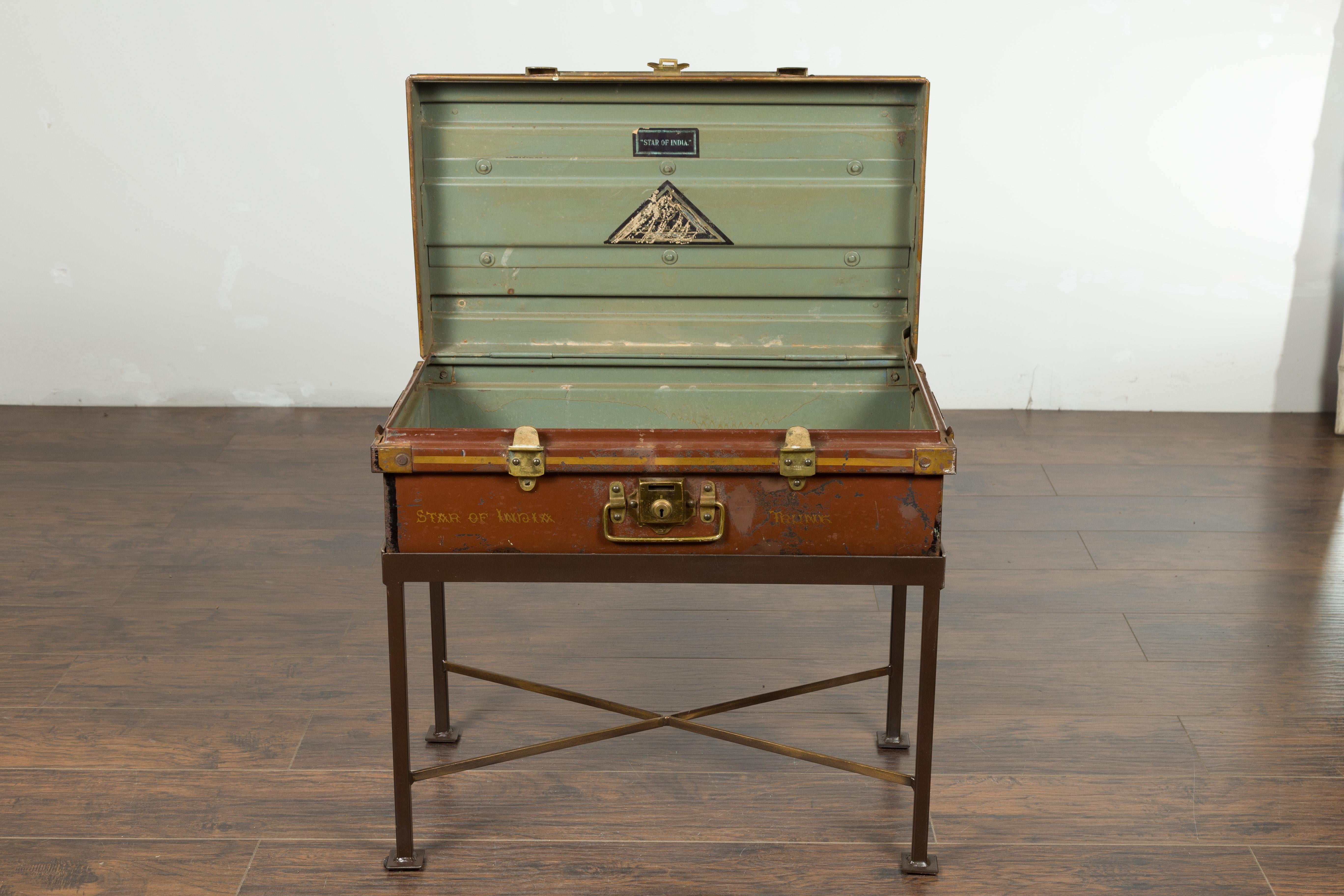 Star of India Ship's Trunk Made by Newton Shakespeare and Co. on Custom Base For Sale 2