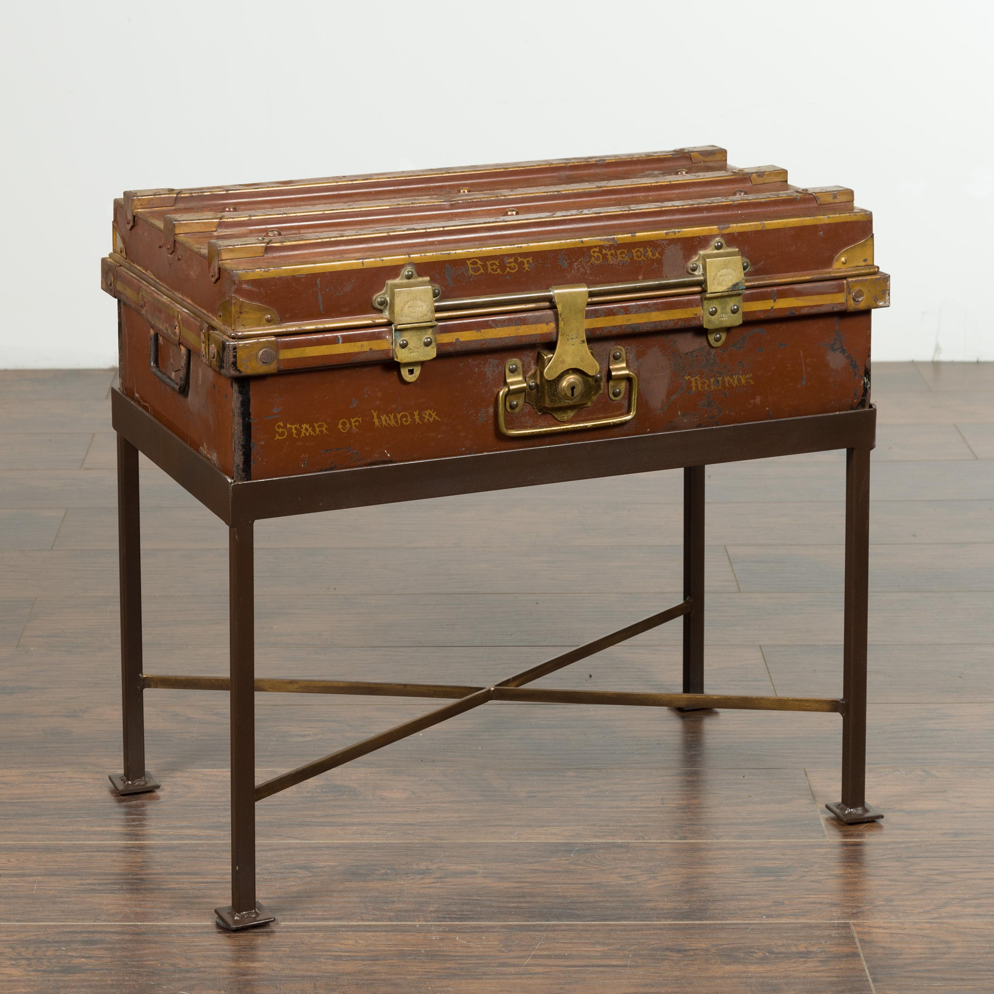 Star of India Ship's Trunk Made by Newton Shakespeare and Co. on Custom Base For Sale 4