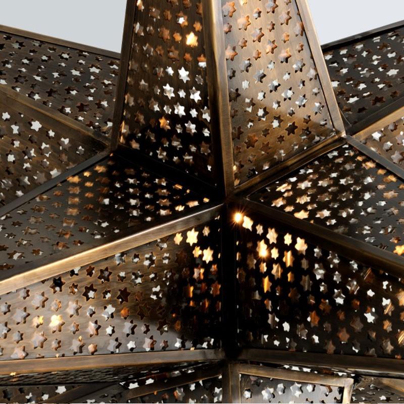 Metal Star of the East Five Light Chandelier For Sale
