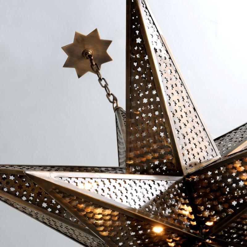 Une touche unique à l'étoile classique de Moravie
Un corps en bronze de l'ancien monde avec des étoiles de différentes tailles et un baldaquin assorti.
Son sens de l'échelle et de l'histoire en fait un luminaire enchanteur à l'aura mystérieuse.
5