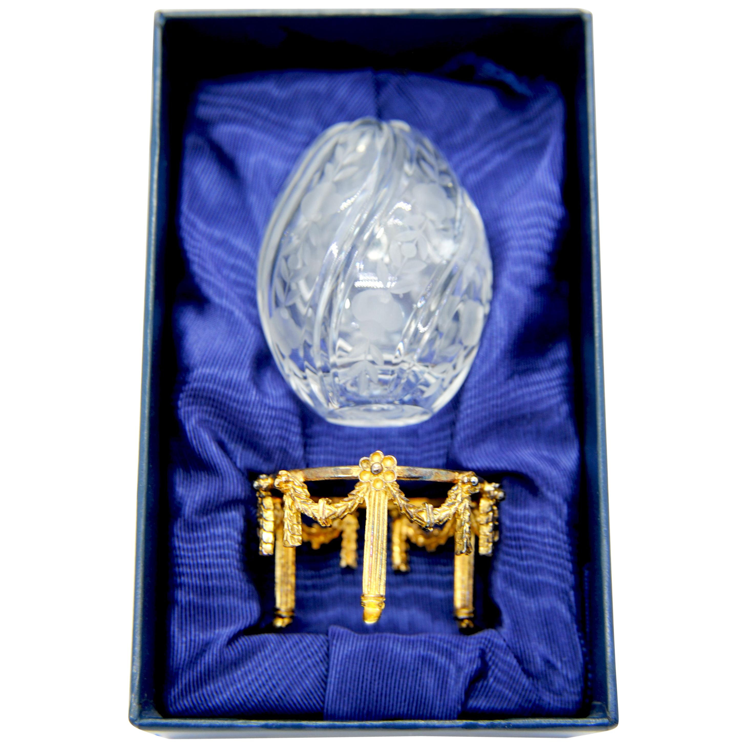Star of the North Faberge Egg Crystal with Sterling Silver Gold-Plated Egg 5498