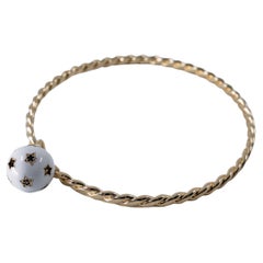 Bangle Charm Diamond Stars White Enamel Orb - J Dauphin