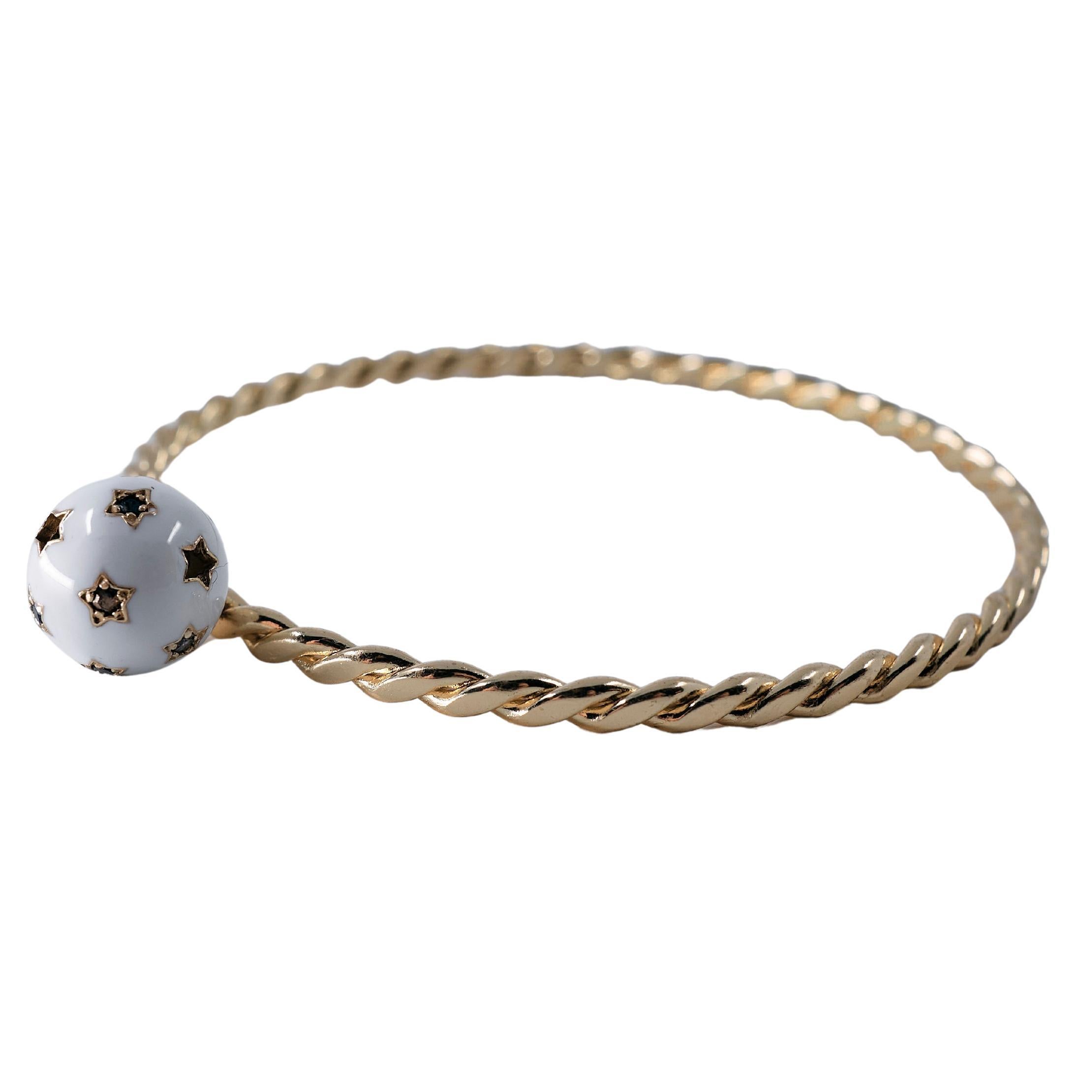 Bracciale Bangle Star Orb con smalto bianco e diamanti in vendita