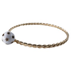 Star Orb Bangle Bracelet White Enamel Diamond
