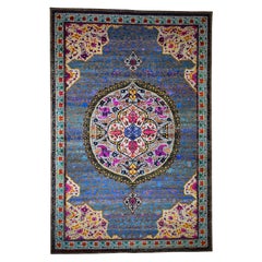 Star Oushak Medallion Design With Colorful Sari Silk HandKnotted Rug