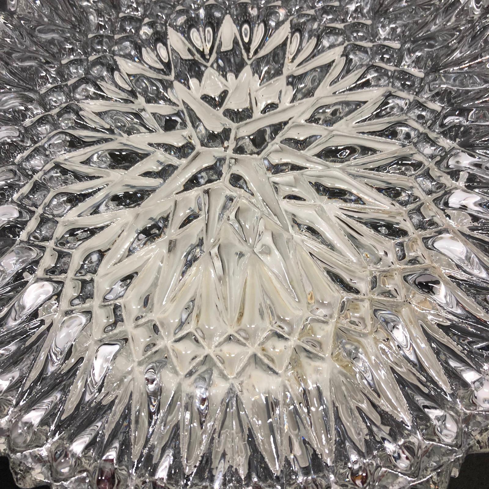 Star Pattern Glass Flush Mount Ceiling Light, Austria, 1960s In Good Condition In Nuernberg, DE