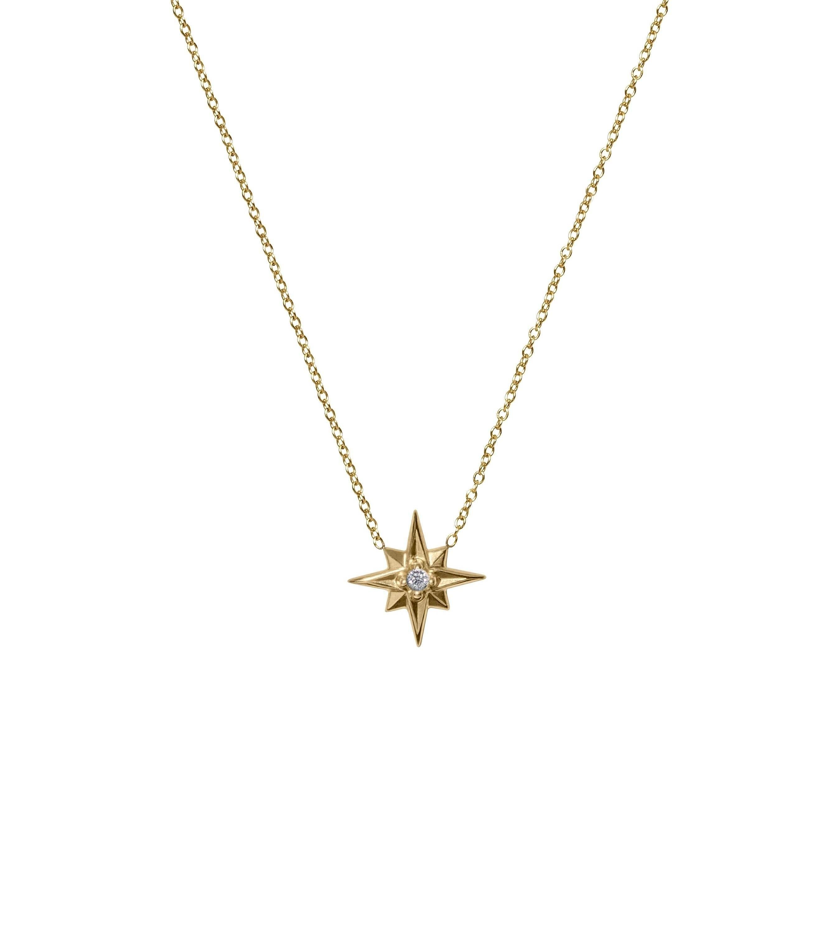 Contemporary Star Pendant Necklace 14KY Gold and Diamond For Sale