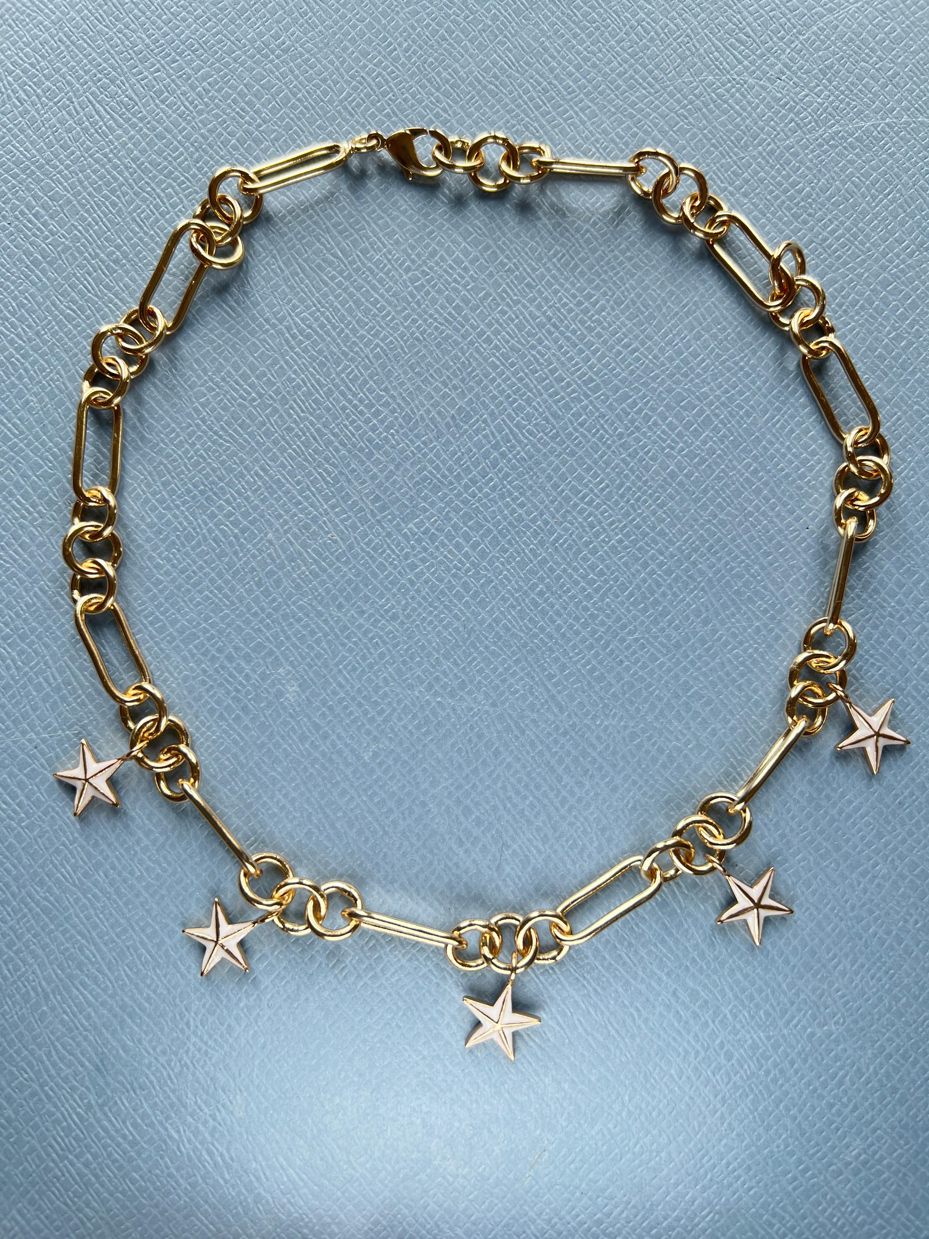 Donna Collana con ciondolo a stella Choker Smalto bianco in vendita