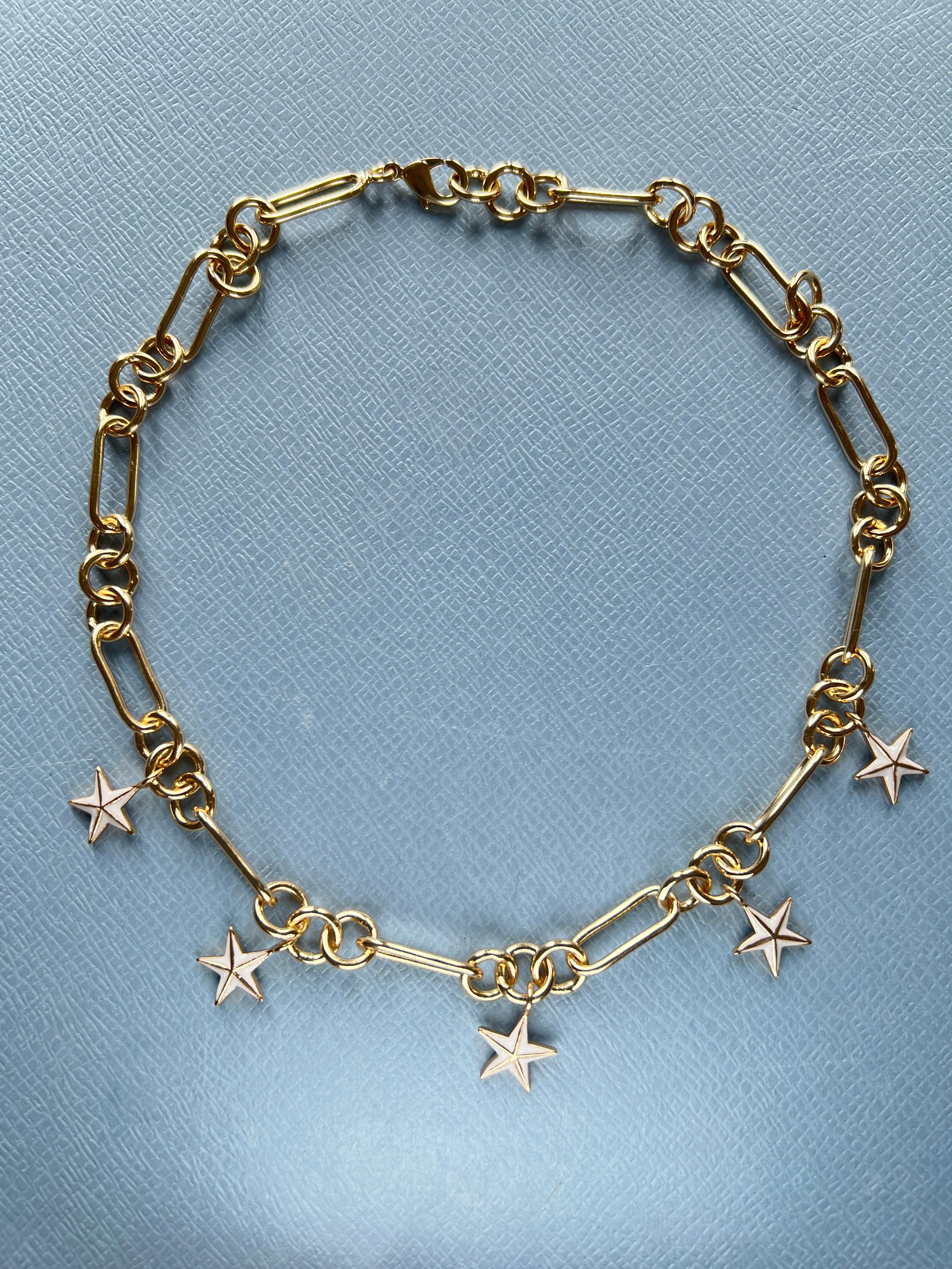 Collana con ciondolo a stella Choker Smalto bianco in vendita 1