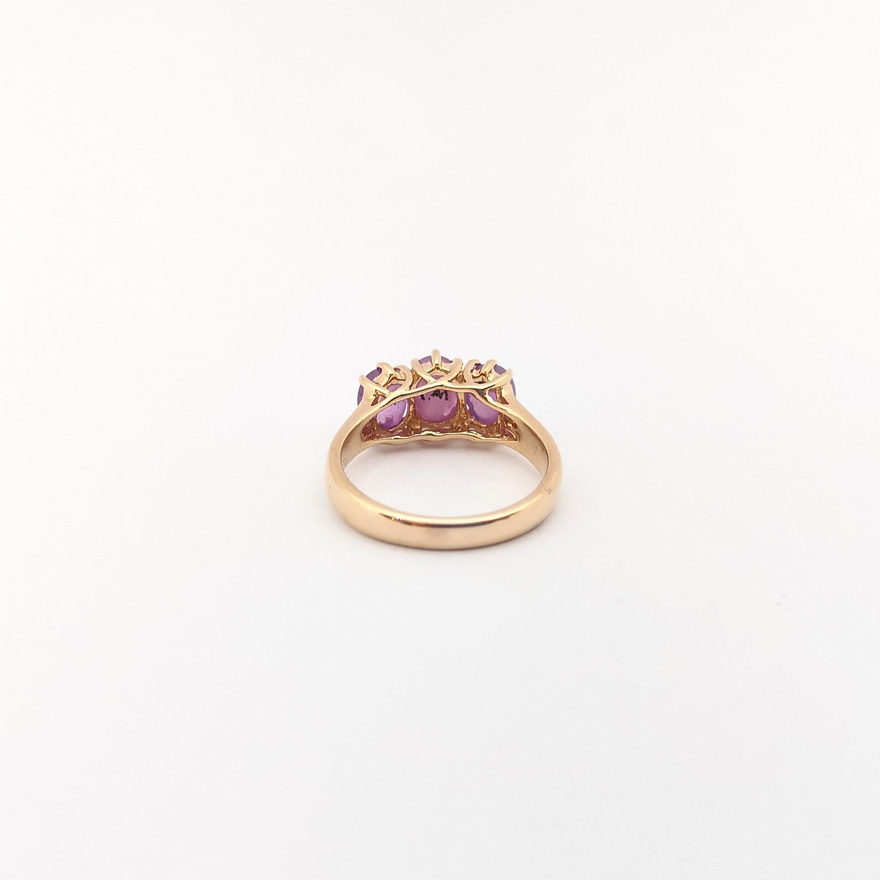 Star Pink Sapphire with Diamond Ring set in 18K Rose Gold Settings For Sale 4