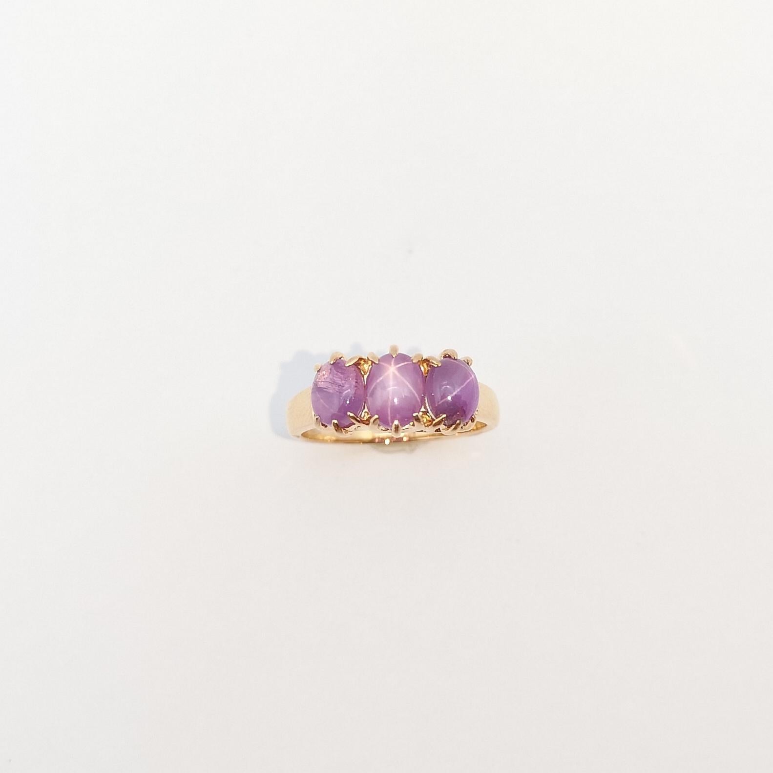 Star Pink Sapphire with Diamond Ring set in 18K Rose Gold Settings For Sale 6