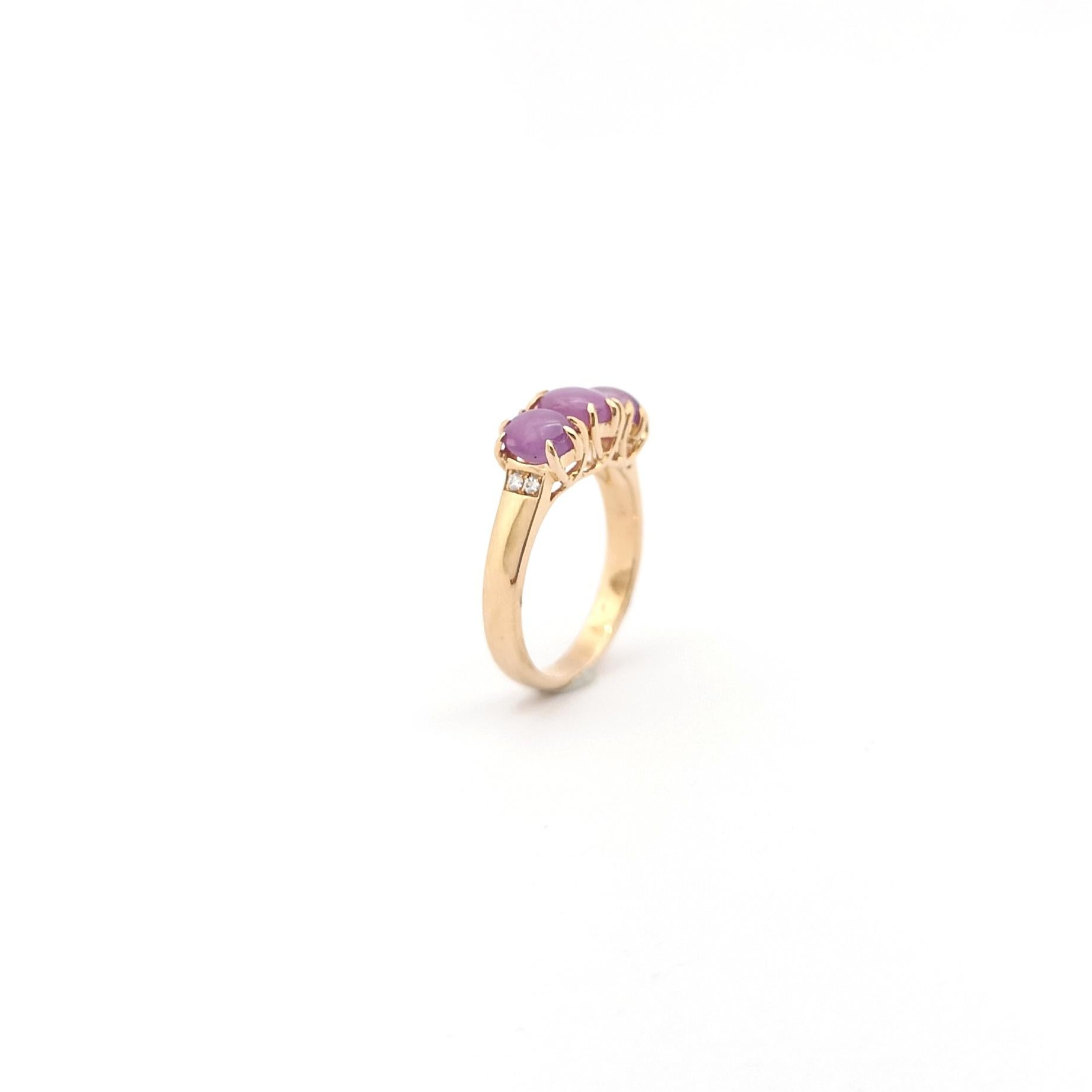 Star Pink Sapphire with Diamond Ring set in 18K Rose Gold Settings For Sale 7