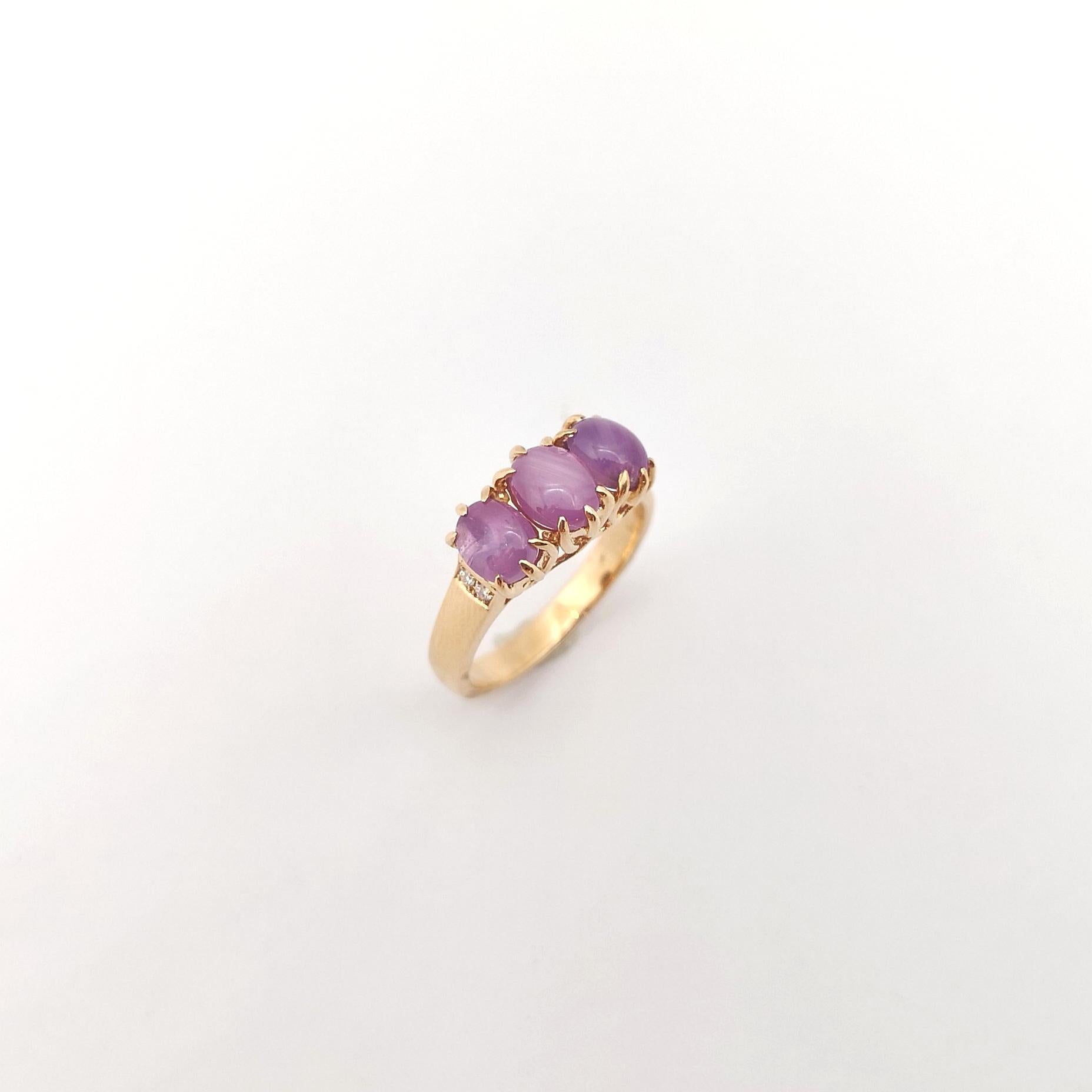 Star Pink Sapphire with Diamond Ring set in 18K Rose Gold Settings For Sale 9