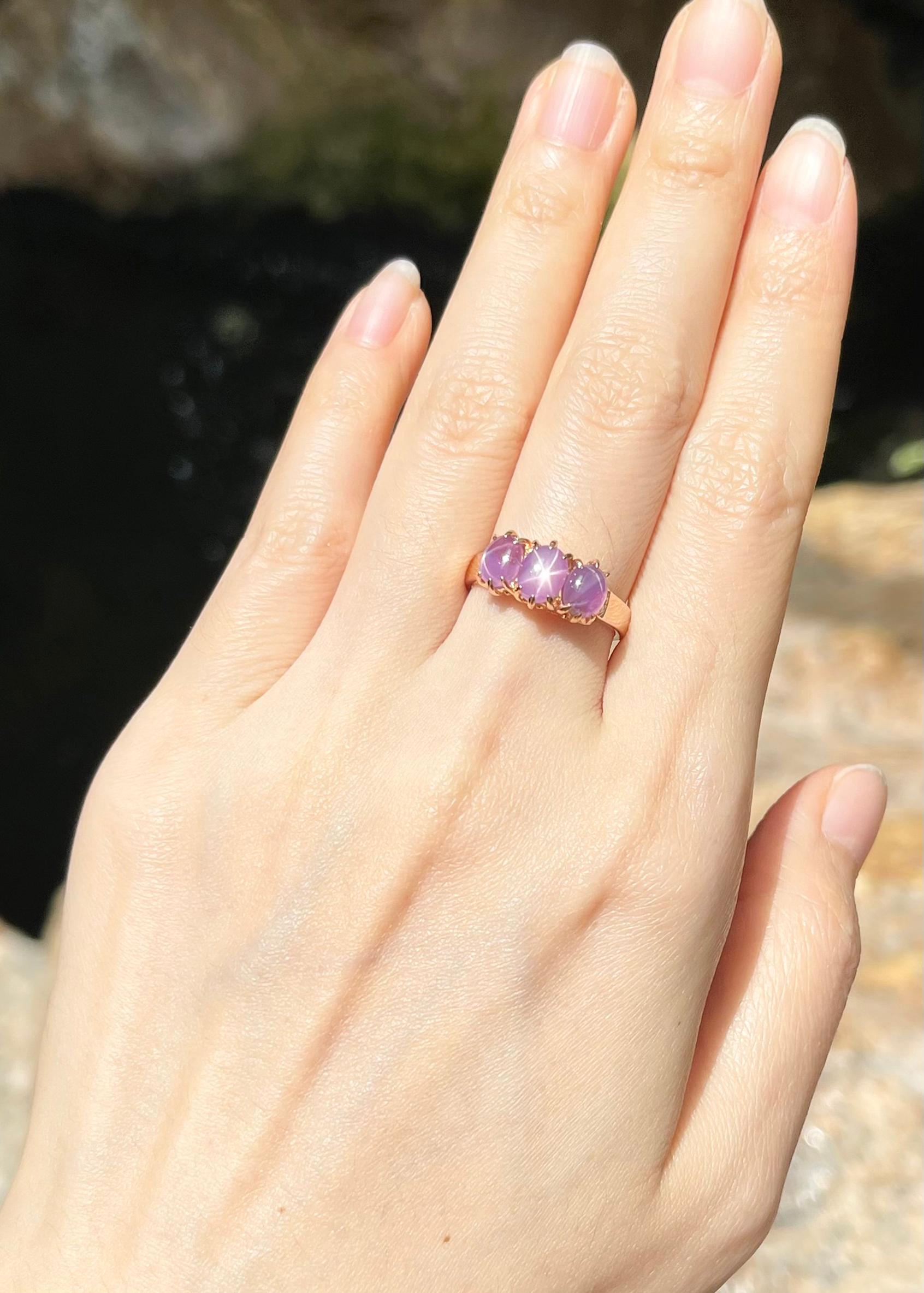 Star Pink Sapphire 3.08 carats with Diamond 0.04 carat Ring set in 18K Rose Gold Settings

Width:  1.4 cm 
Length: 0.6 cm
Ring Size: 53
Total Weight: 4.65 grams

