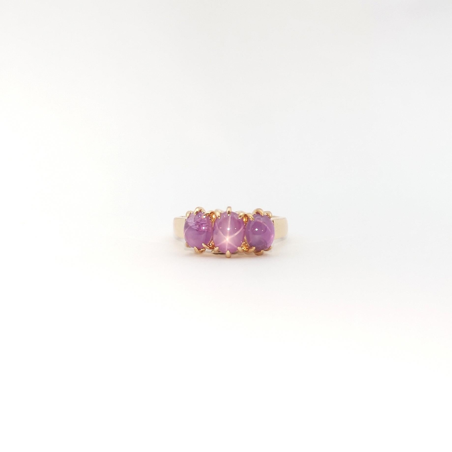 Star Pink Sapphire with Diamond Ring set in 18K Rose Gold Settings For Sale 1