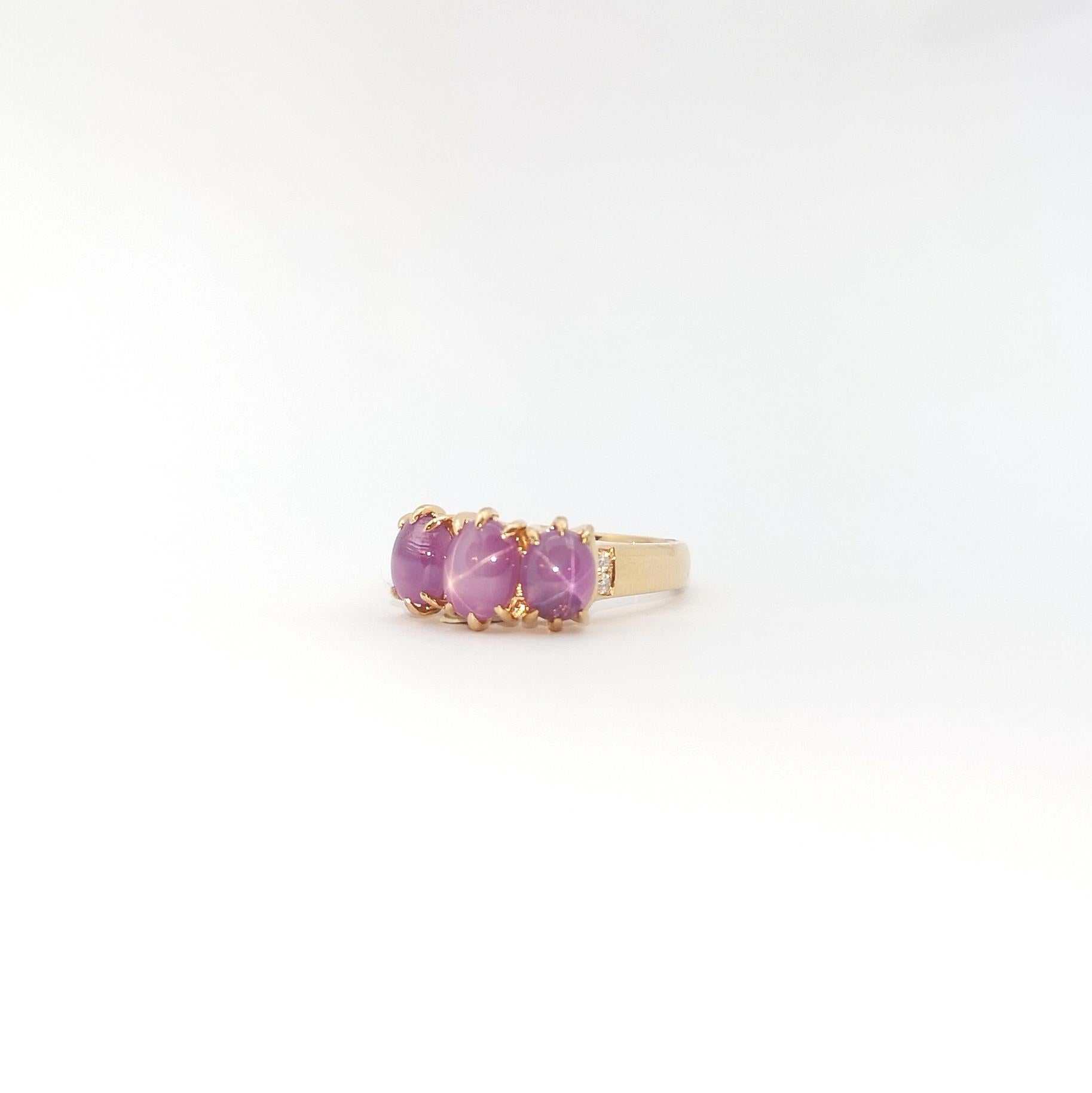 Star Pink Sapphire with Diamond Ring set in 18K Rose Gold Settings For Sale 2