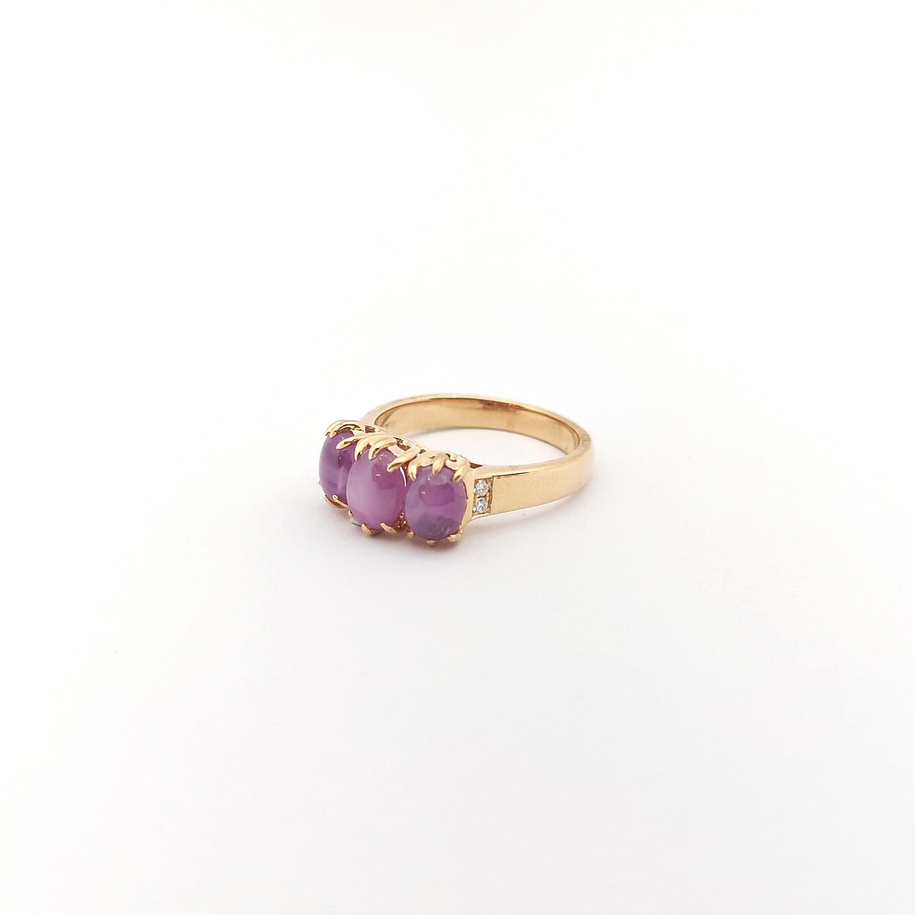 Star Pink Sapphire with Diamond Ring set in 18K Rose Gold Settings For Sale 3