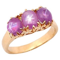Star Pink Sapphire mit Diamant Ring in 18K Rose Gold gefasst