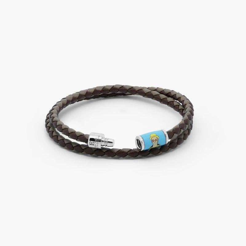 Bracelet Pop étoile en cuir marron et pierre italien à double enveloppe, taille M Neuf - En vente à Fulham business exchange, London