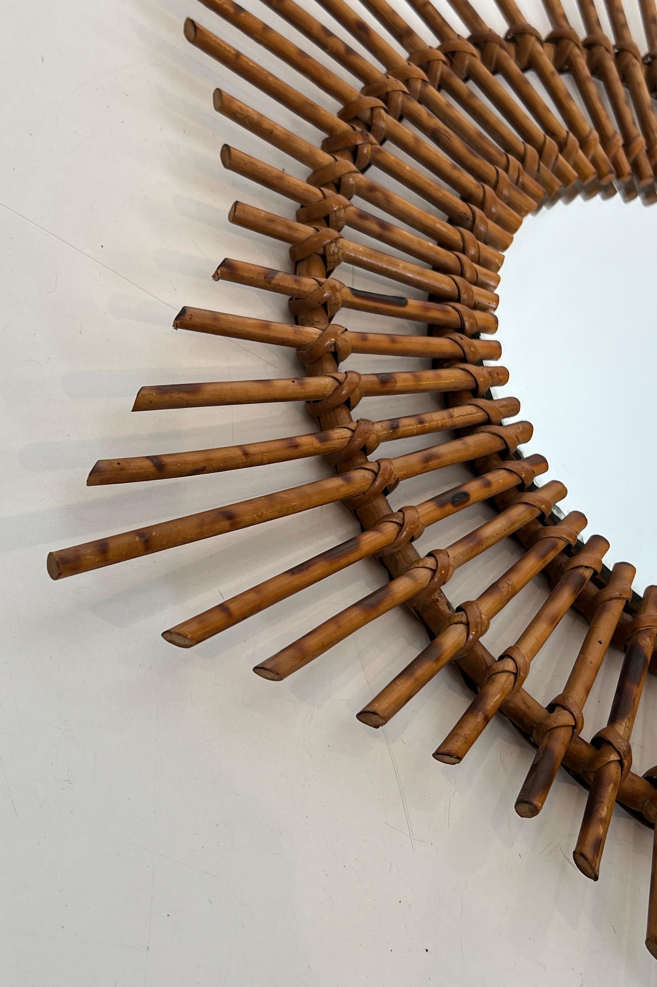 Late 20th Century Star Rattan Mirror For Sale