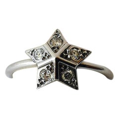 Star Ring in 18 Karat White Gold Set with Five Diamonds by Marion Jeantet