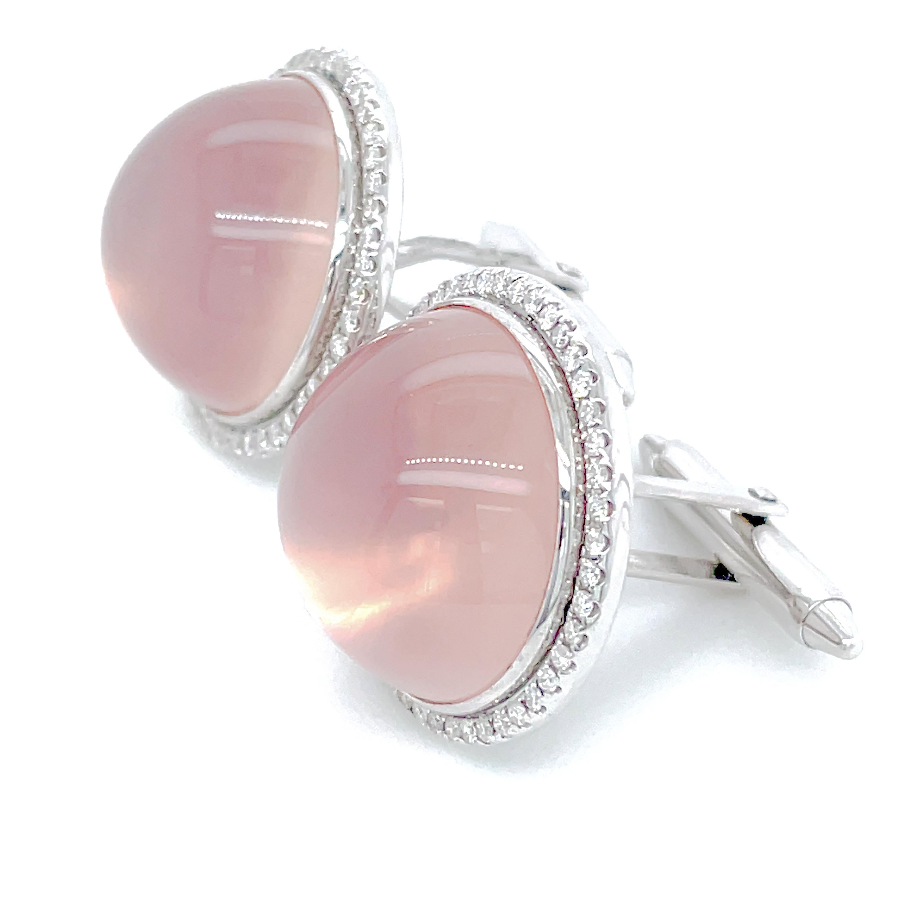 Contemporain Boutons de manchette étoilés en quartz rose et diamants en vente