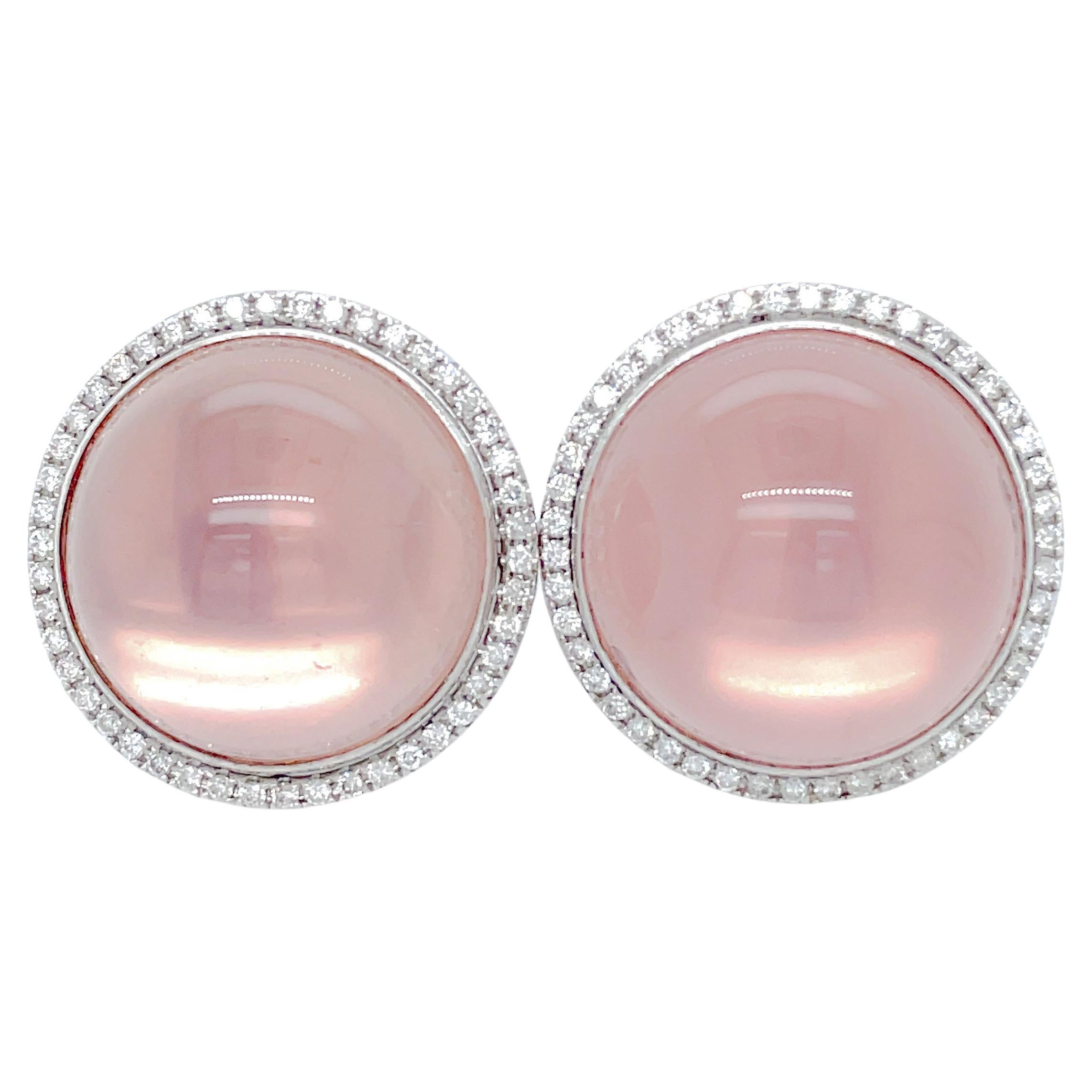 Boutons de manchette étoilés en quartz rose et diamants en vente