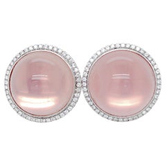 Used Star Rose Quartz and Diamond Cufflinks