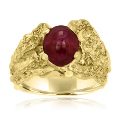 Star Ruby 6.05 Carat Matt Gold Finish Men Fashion Ring