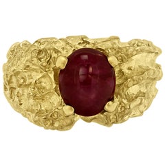 Star Ruby 6.05 Carat Matt Gold Finish Men Fashion Ring