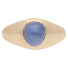 Blue Sapphire Matte Finished Ring In 18 kt Gold
