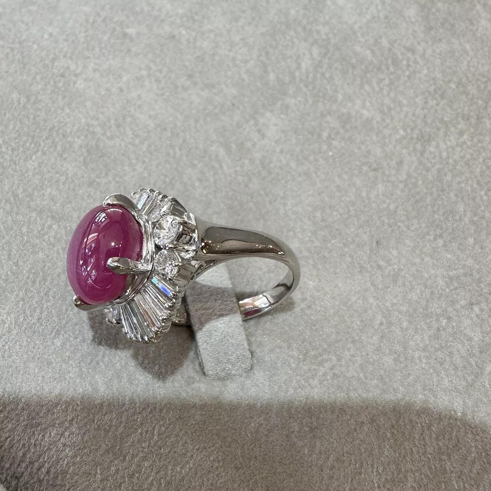 Anillo Bailarina de Rubí Estrella de 8,90 quilates y Diamantes en Platino en venta 1