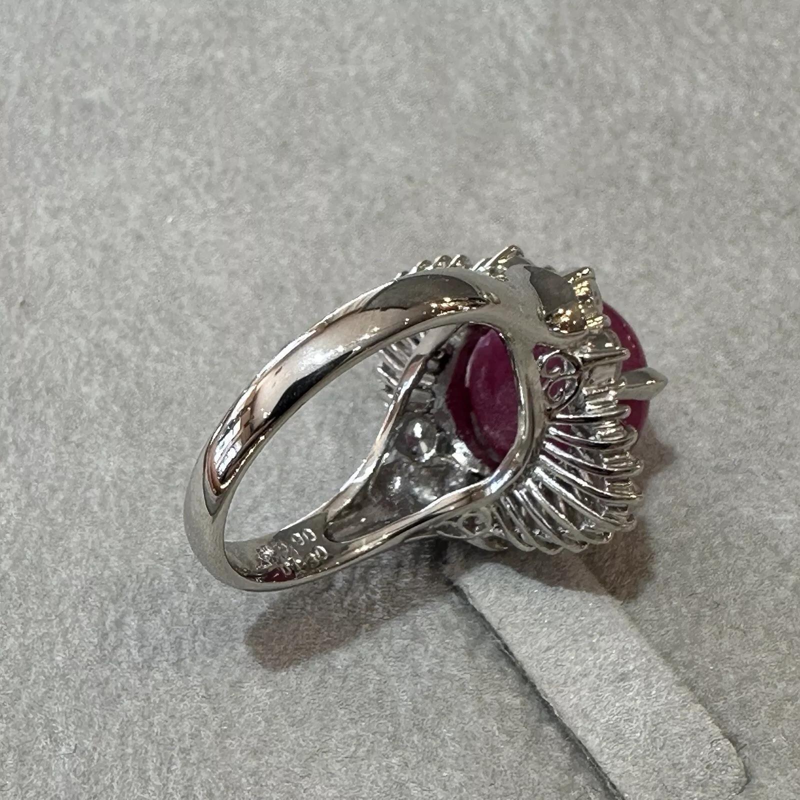 Anillo Bailarina de Rubí Estrella de 8,90 quilates y Diamantes en Platino en venta 4