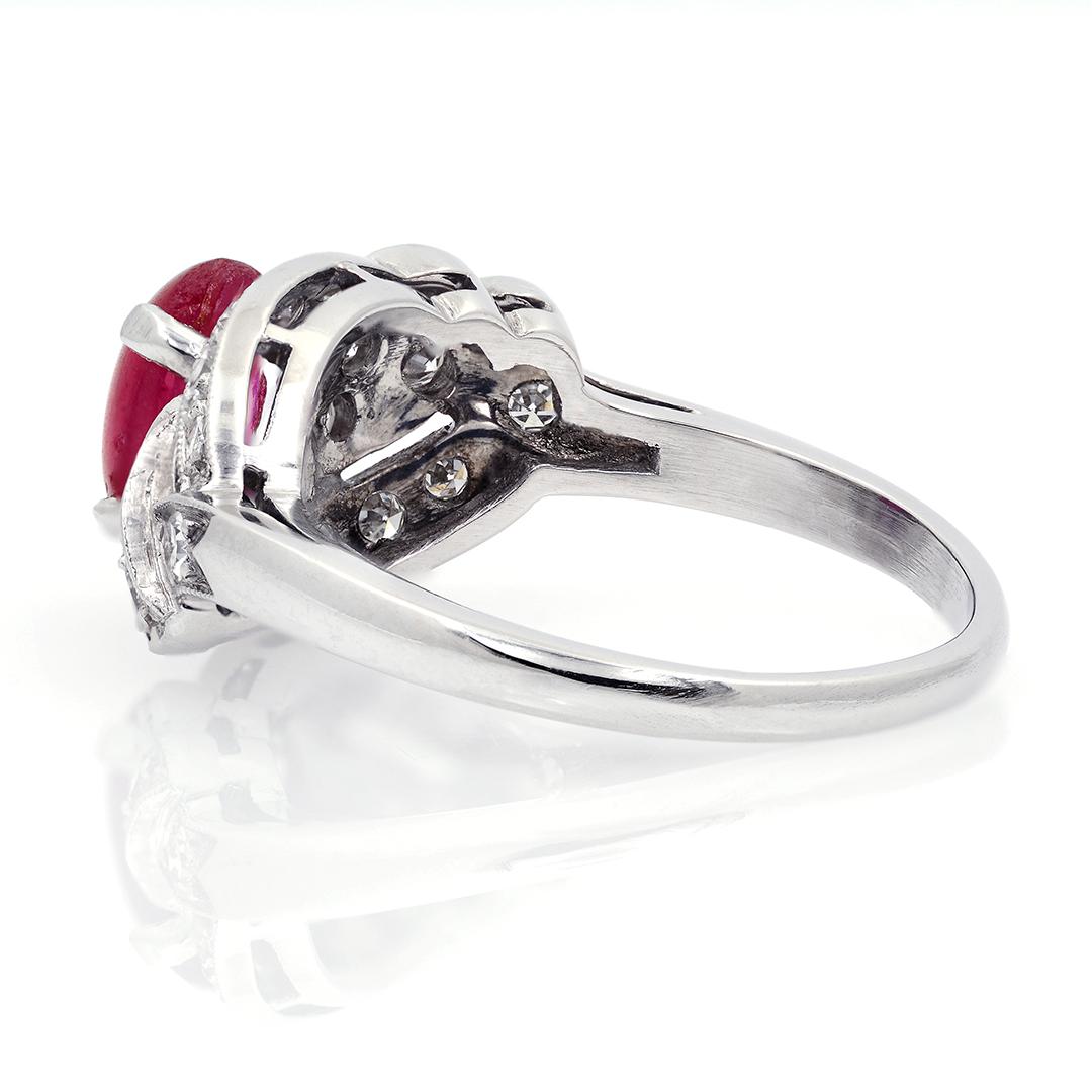 Star Ruby and Diamond Platinum Art Deco Ring 5