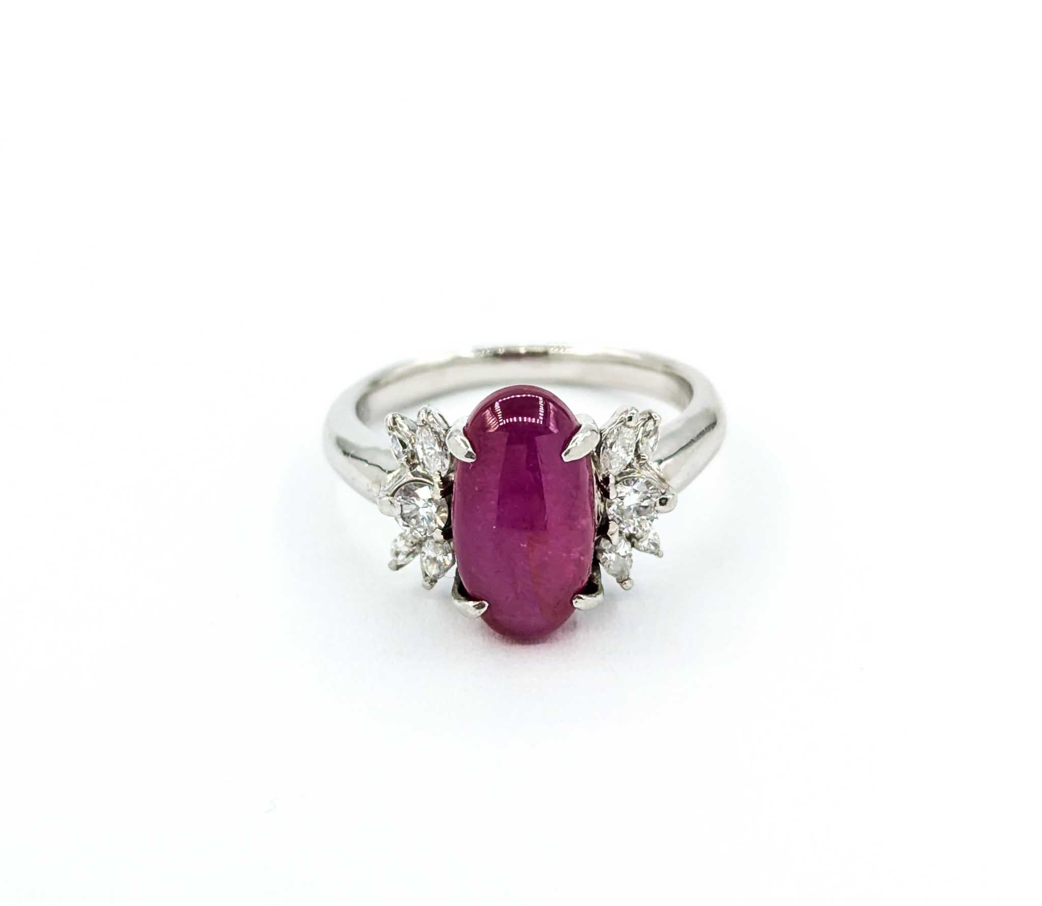 Star Rubin und Diamant Ring in Platin 5