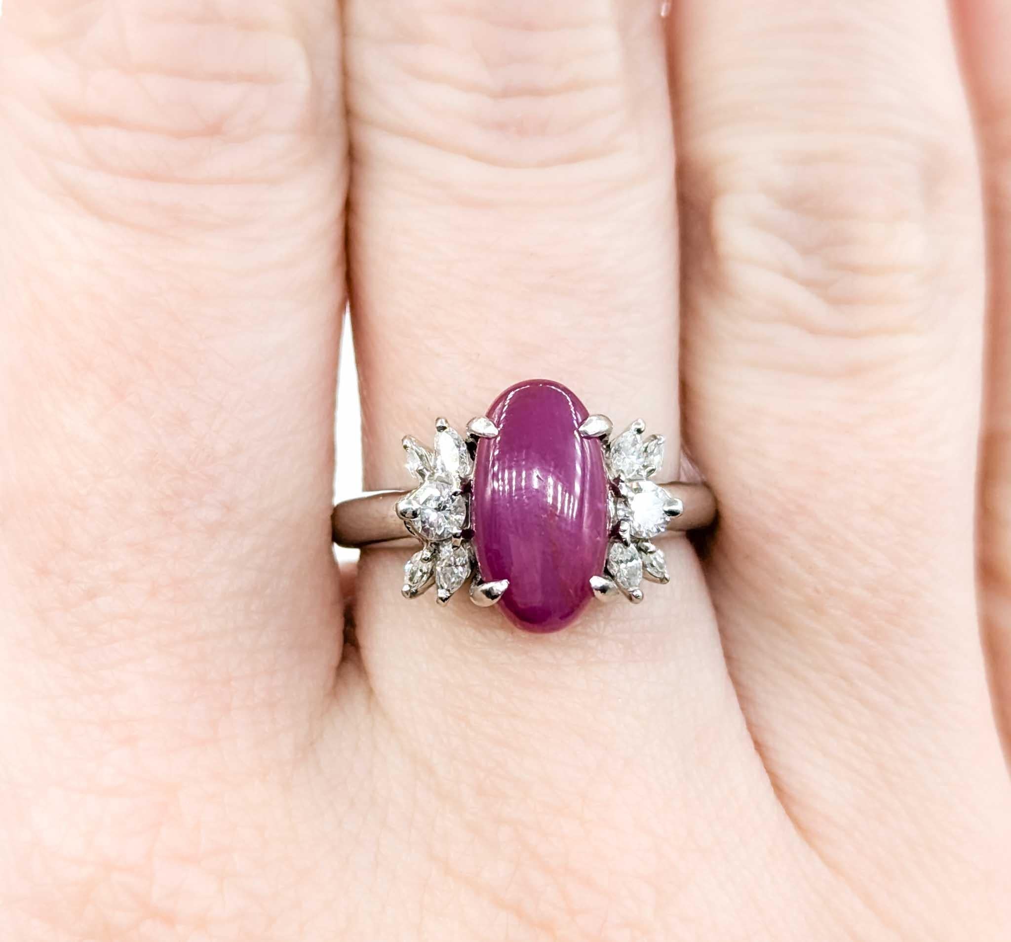 Star Rubin und Diamant Ring in Platin im Zustand „Hervorragend“ in Bloomington, MN