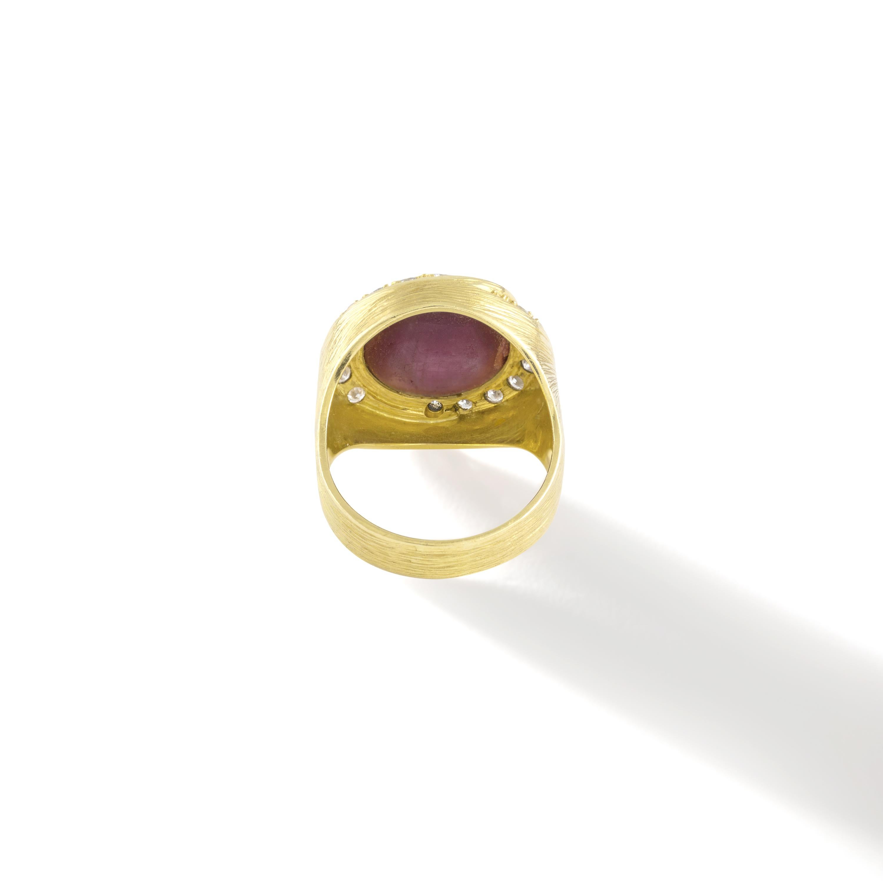 Star Ruby Cabochon Diamond Yellow Gold 2