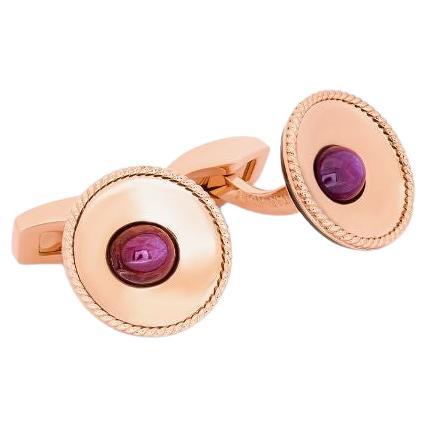 Star Ruby Cufflinks in Rose Gold Plated Sterling Silver, Limited Edition