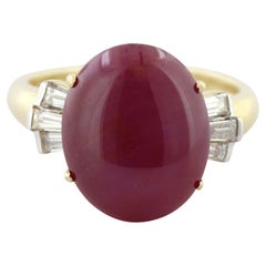 Star Ruby, Diamond, 18k Yellow Gold Ring