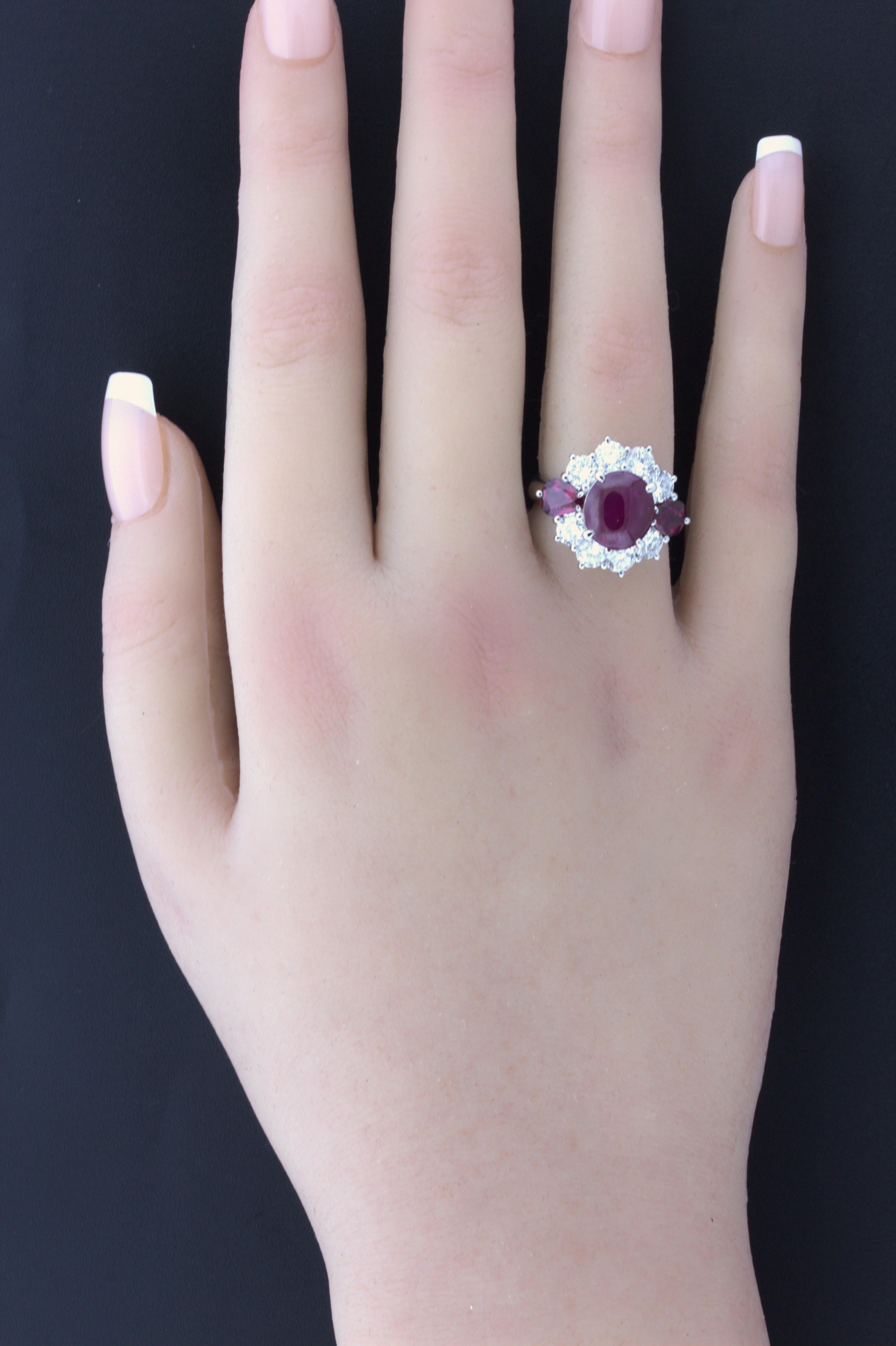 Star Ruby Diamond Ruby Platinum Ring In New Condition In Beverly Hills, CA