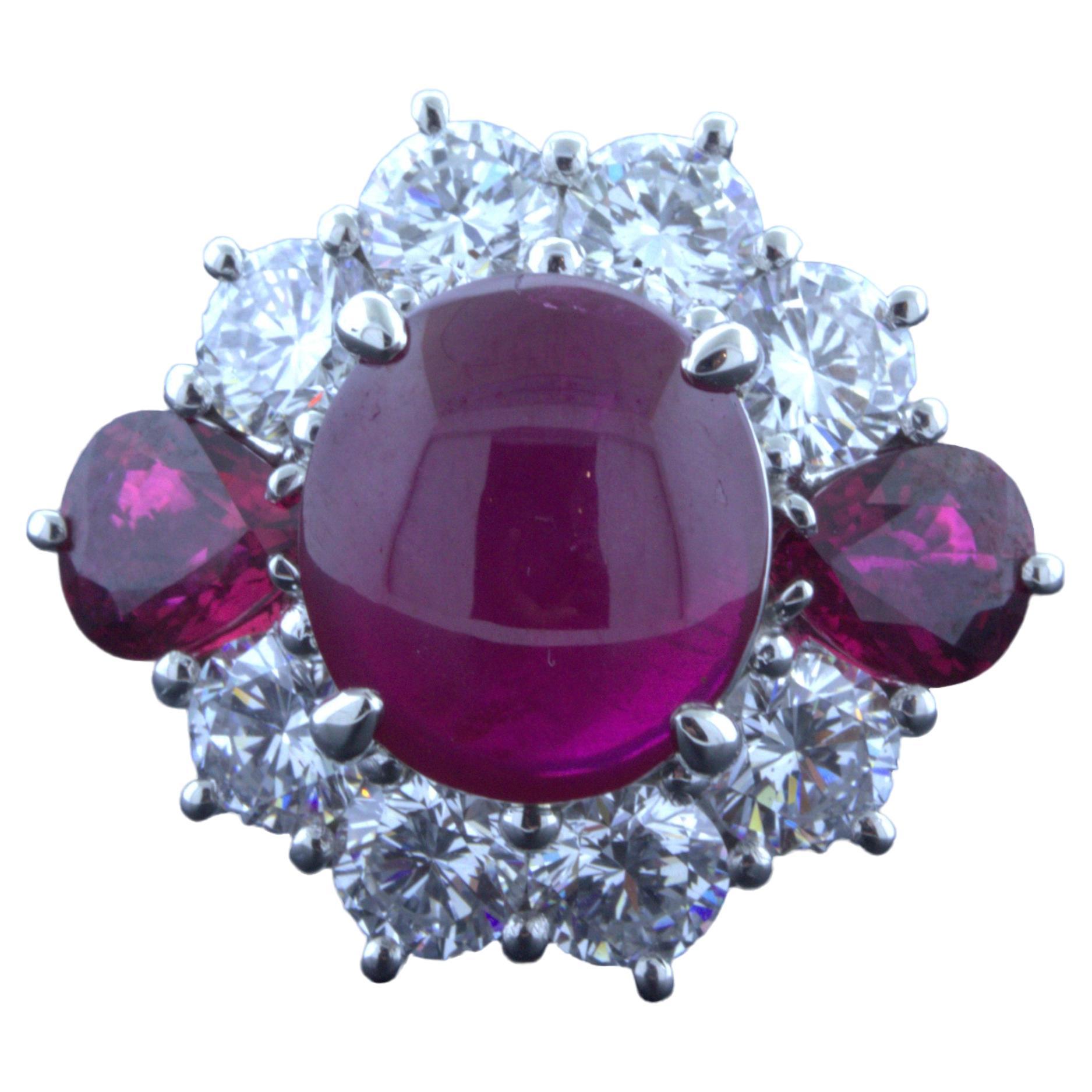 Star Ruby Diamond Ruby Platinum Ring