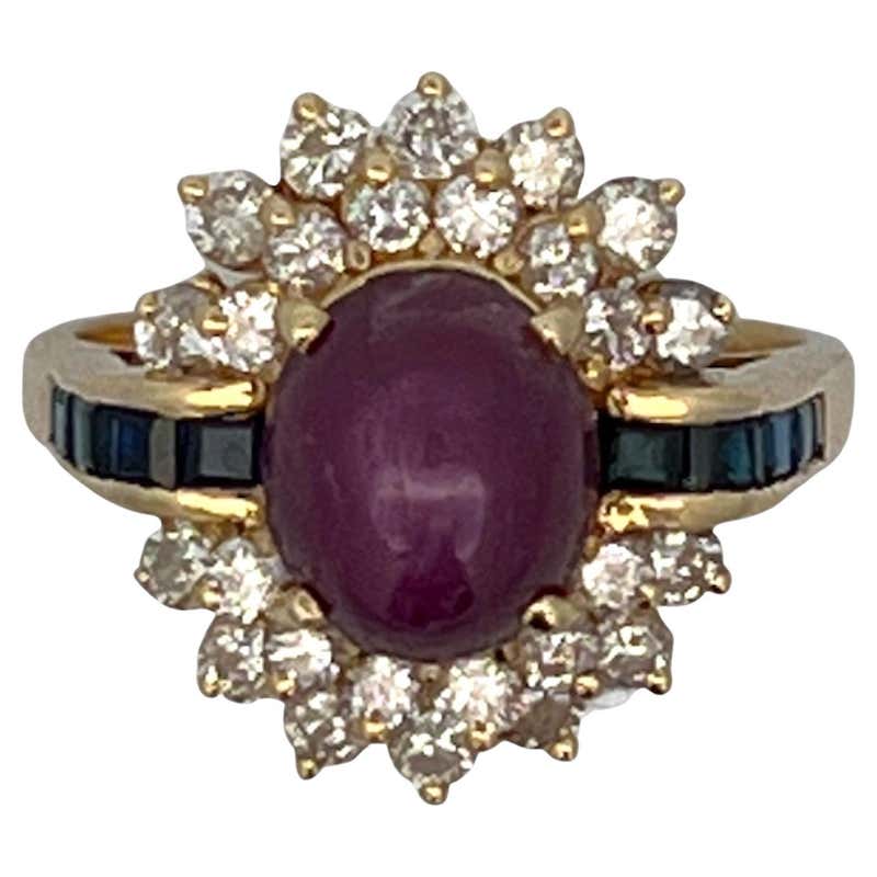 Large Star Ruby Ring gold Big Cocktail ring Pink Red Unisex For Sale at ...