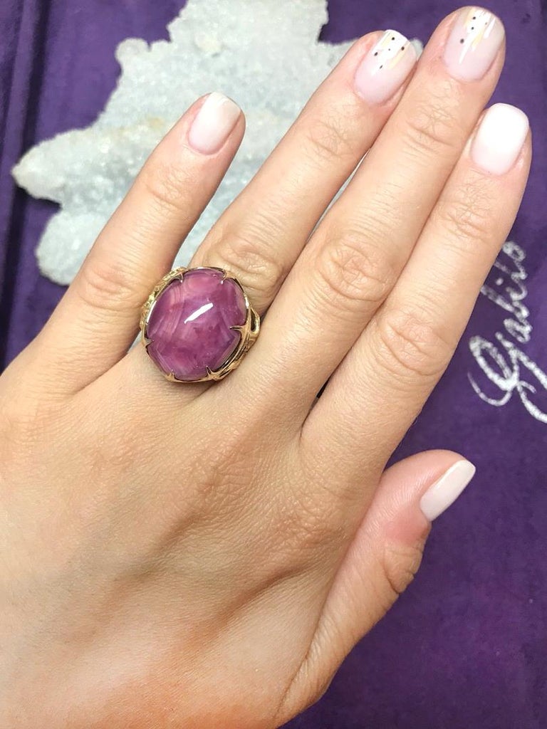 Large Star Ruby Ring gold Big Cocktail ring Pink Red Unisex For Sale at ...