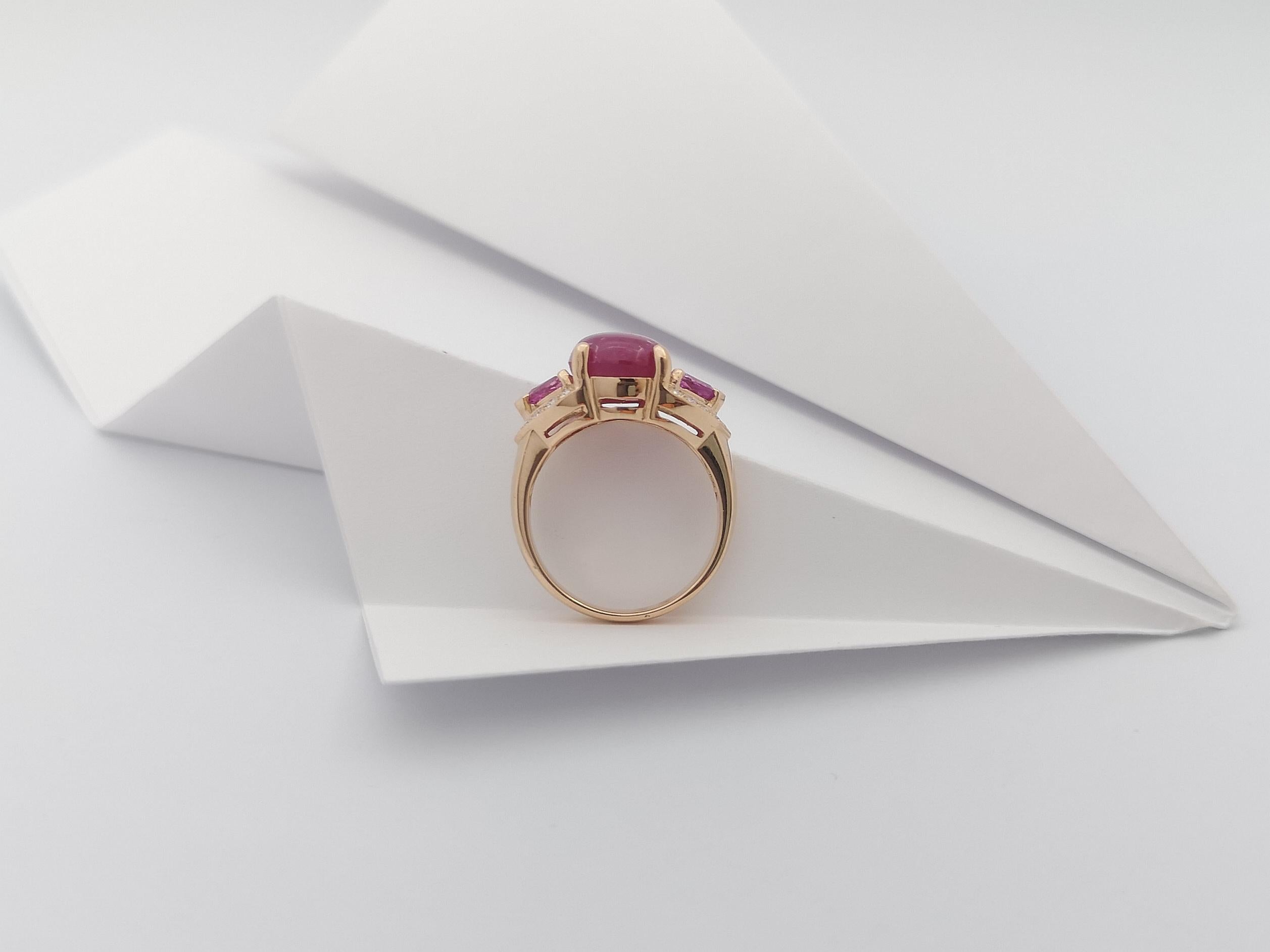 Star Ruby, Pink Sapphire and Diamond Ring Set in 18 Karat Rose Gold Settings For Sale 1